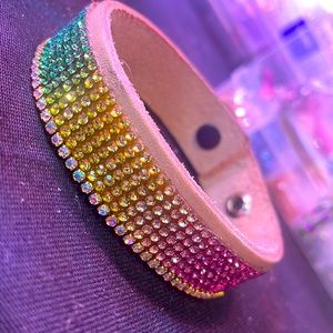 Leather bracelet with bling